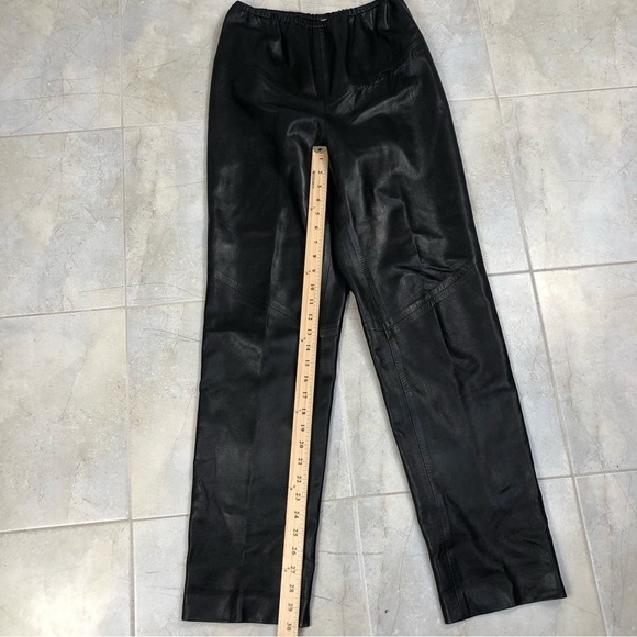 VINTAGE black baggy leather pants size M - Picture 7 of 8